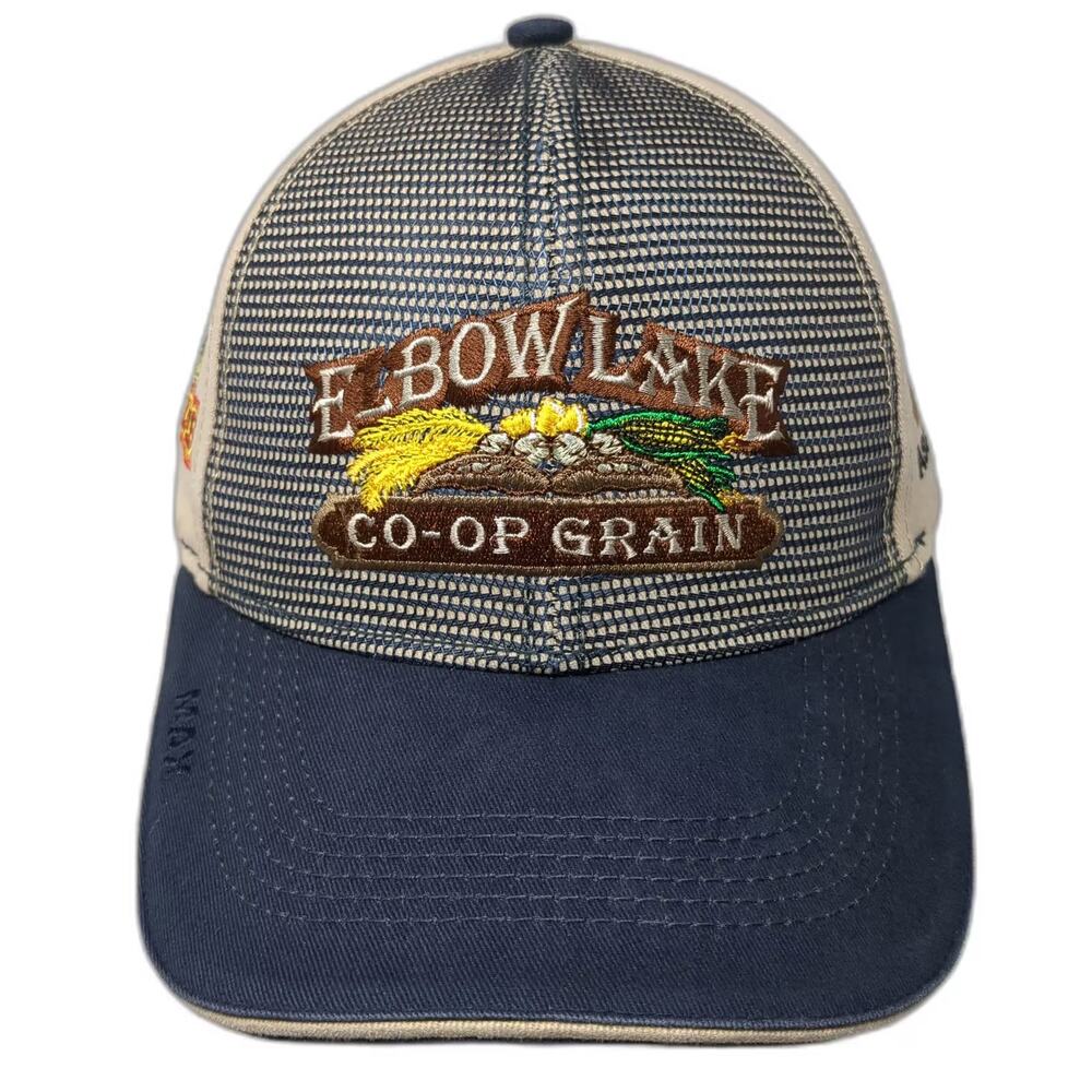 Triple Crown Baseball Cap Blue Beige OSFM Strapback Elbow Lake Grain Hat Dekalb